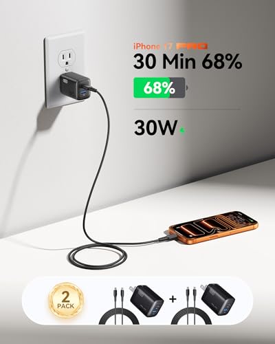 INIU 20000mAh Portable + 30W 2-Pack Type C Charger