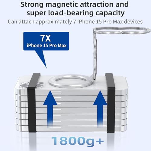 RESPECTED-BRO-Magnetic-Phone-Grip-Stand-with-Finger-Strap, 4-in-1 Magnetic Ring Holder, Kickstand and Elastic Strap for Phones, Universal Fit for iPhone 17/16/15/14/13/12, Android, and Cases (Silver) - color: Silver