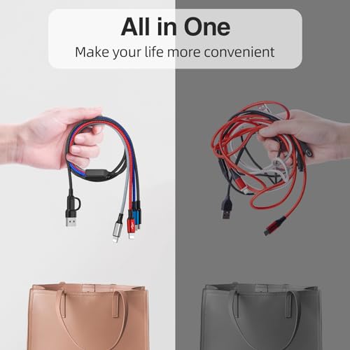 6 in 1 Multi Charging Cable, USBA/C Universal Multiple Charger Cords, 3Pack