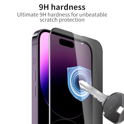 3 Pack Privacy Screen Protector for iPhone 14 Pro with 3 Pack Camera Lens Protector, 9H Hardness Double Shatterproof Anti-Spy Tempered Glass Film, Easy Installation - size: iPhone 14 Pro