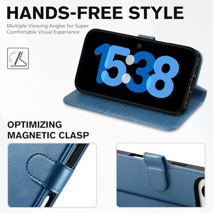 TUCCH Wallet Case for iPhone Air (6.5") 2025, Flip Stand, Light Blue | RFID Blocking, 4 Card Holders, Kickstand, PU Leather, Shockproof TPU Shell, Magnetic Closure, Protective Folio Cover - color: Light Blue