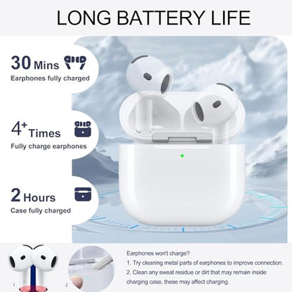 Wireless Charging Case Compatible with AirPods 4th(USB-C) | Charger Case Replacement | with Bluetooth Pairing Sync Button | No Airpod 4th