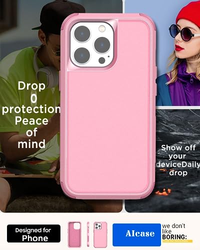 AICase Rugged Case Compatible with iPhone 15 Pro Max+Glass Protector+Camera Lens,Heavy Duty 3-Layer Pocket-Friendly Durable Military Grade Protection Shockproof/DropProof Protective Cover_4 - color: Pink+Glass Protector+Camera Lens