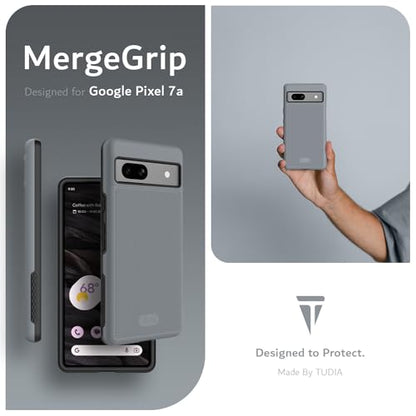 TUDIA MergeGrip [Dual Layer] Google Pixel 7a Case (2023), [Military Grade Drop Tested] Raised Edge for Screen&Camera Protection Slim Tough Heavy Duty 7A Phone Cases Cover - Gray - color: Gray, size: Standard Pixel 7a
