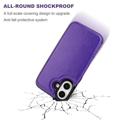 ONETOP for iPhone 16 Wallet Case with Credit Card Holder,Purple - color: Purple
