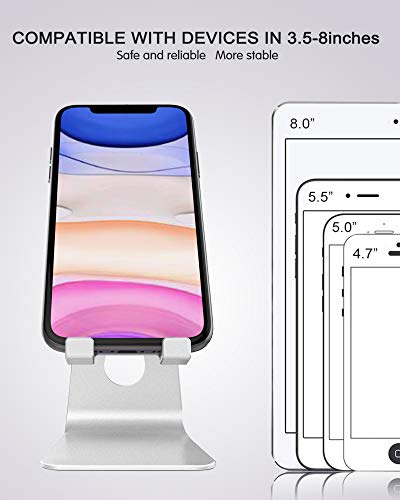 CreaDream Aluminum Cell Phone Stand, Adjustable Phone Holder for Desk - color: Silver