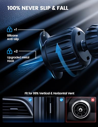 Lamicall 15W for MagSafe Car Mount Charger Vent Dashboard 360° for iPhone - color: NEW Upgraded - Silver