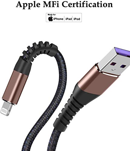 [ Apple Certified 2pack ] iPhone Charger,Lightning Cable, Fast Charging Cables for Apple iPhone 12/11/11Pro/11Max/ X/XS/XR/XS Max/8/7/6/5S/SE/iPad Mini Air (3ft, Brown) - color: Brown, size: 3foot