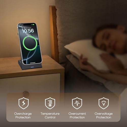 25W Magnetic Wireless Charging Stand for Mag-Safe, 3 in 1 Fast Wireless Charger Station for iPhone 17 Pro Max/17 Air/16 Pro/16 Plus/15/14/13/12 mini,Air Pods,Apple Watch