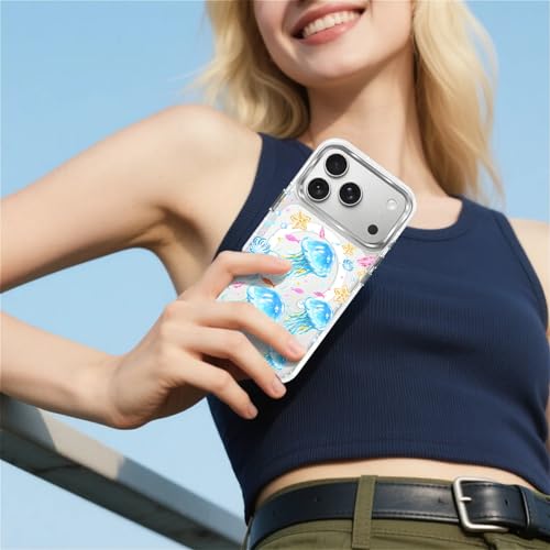 VisEnt Clear Case for iPhone 17 Pro, Magnetic Phone Case, Transparent Slim Cover, Military Grade Protection, Shockproof, Anti-Yellowing, Scratch Resistant, Blue Jellyfish Ocean - color: Blue Jellyfish Ocean, size: Iphone 17 Pro