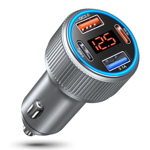 Car Charger USB C, 65W Multi Port Cigarette Lighter USB Car Charger Adapter - color: Gray, size: 1-Pack