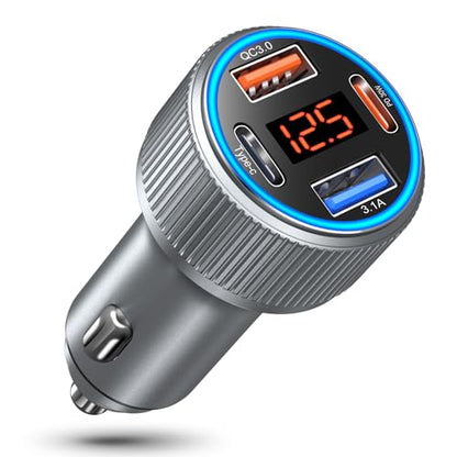 Car Charger USB C, 65W Multi Port Cigarette Lighter USB Car Charger Adapter - color: Gray, size: 1-Pack