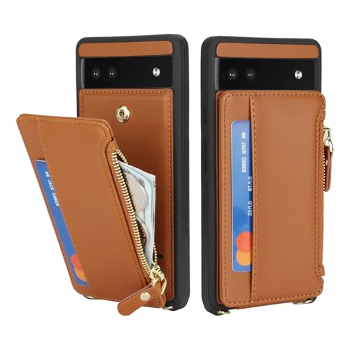 Cavor Compatible with Google Pixel 6a Case Wallet, Brown - color: Brown, size: Google Pixel 6a