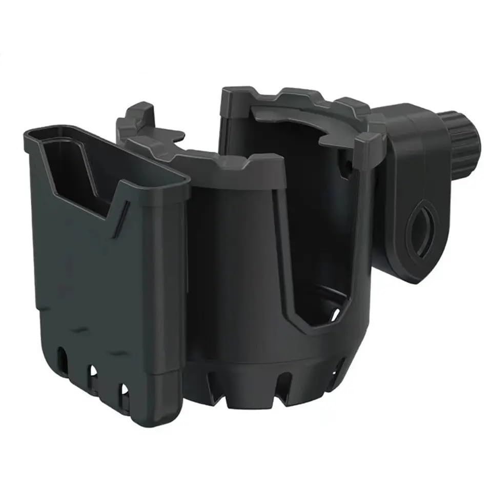 Universal, Stroller, Sturdy, Cup and Cell Phone Holder, All Black, 2-in-1, for Carriages, Walker, Wheelchairs, Rollator, Scooters & Bike Phone & Cupholder Organizer - Easy to Install
