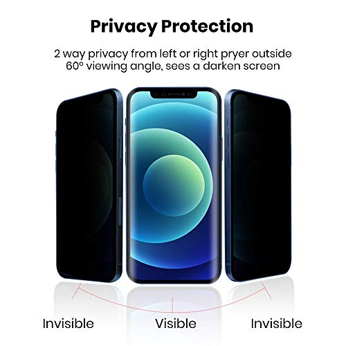 Matte Privacy Screen Protector Designed for iPhone 12 Pro Max (6.7") Non-Tempered Glass, 2 Way Anti Spy Anti Glare Anti Fingerprint Case Friendly, 2 Pack - size: iPhone 12 Pro Max