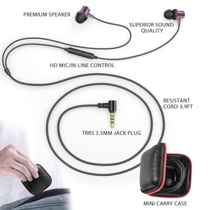 ASKUBSKU Wired Earbuds for School Chromebook Laptop PC, Purple - color: Purple