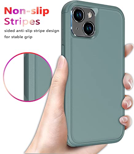 Diverbox for iPhone 14 Case [Shockproof] [Dropproof] [Tempered Glass Screen + Camera Lens Protector],Heavy Duty Protection Phone Case Cover for Apple iPhone 14 (Pine Green) - color: Pine Green-3in1