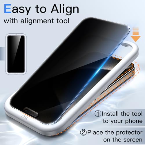 JETech 360° Privacy Screen Protector for iPhone 15 Pro Max, 2-Pack - size: iPhone 15 Pro Max