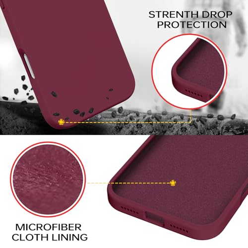 GUAGUA Compatible with iPhone 17 Pro Max Case 6.9 Inch Liquid Silicone Soft Gel Rubber Slim Thin Microfiber Lining Cushion Texture Cover Shockproof Protective Phone Case for iPhone 17 Pro Max,Wine Red - color: Wine Red, size: iPhone 17 Pro Max