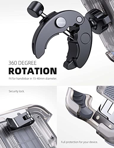 Lamicall Motorcycle Bike Phone Holder with Upgrade Quick Install Bar Clip - color: Transparent