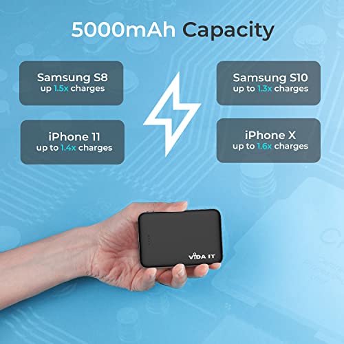 Vida IT 2-Pack Ultra Compact Power Bank Battery Pack for Heated Vest Jacket Coat Scarf Socks, 5000mAh USB Power Pack Portable Charger for iPhone Samsung Android Phone, Lightweight and Small 2A 5V DC - color: [2-Pack] Power Bank