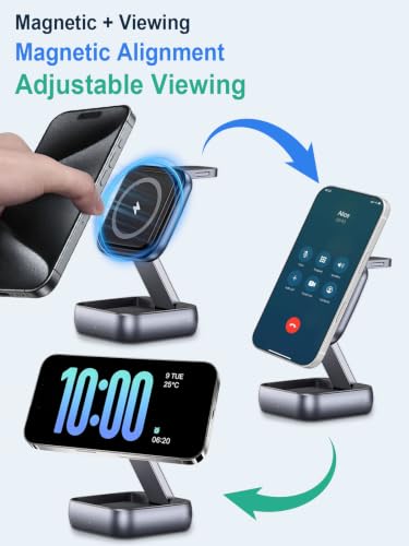 Wireless Charging Station for Apple Devices,Magnetic Travel Charger