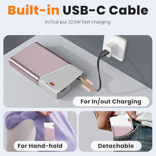 Portable Charger 20000mAh, 22.5W PD 3.0+QC 4.0 Super Fast Charging Power Bank, Cooler Aerospace Metal Case for iPhone 17 16 15 14, 13 Android iPad Samsung Google Tablet & More, Travel Essential (Pink) - color: Pink