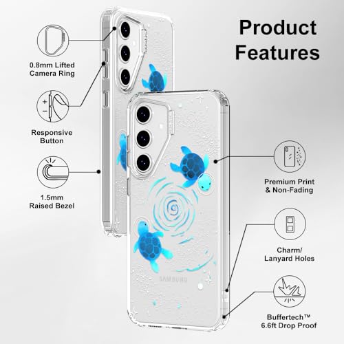 MOSNOVO Case for Samsung Galaxy S24 FE, [Buffertech 6.6ft Military-Grade Drop Protection] [Anti Peel Off Tech] Clear TPU Bumper Phone Case Cover Design - Space Turtle - color: Clear - Space Turtle, size: Samsung Galaxy S24 FE