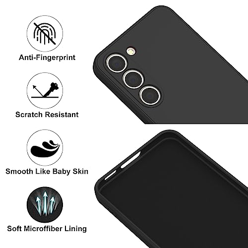 Vanjua Case for Samsung Galaxy S23 (Only), Stylish Liquid Silicone Slim Full-Body Protective Cover Compatible with Samsung Galaxy S23 5G 6.1 Inch Phone Case (Black) - color: Black