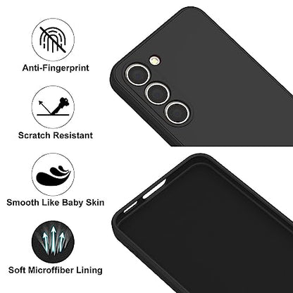 Vanjua Case for Samsung Galaxy S23 (Only), Stylish Liquid Silicone Slim Full-Body Protective Cover Compatible with Samsung Galaxy S23 5G 6.1 Inch Phone Case (Black) - color: Black