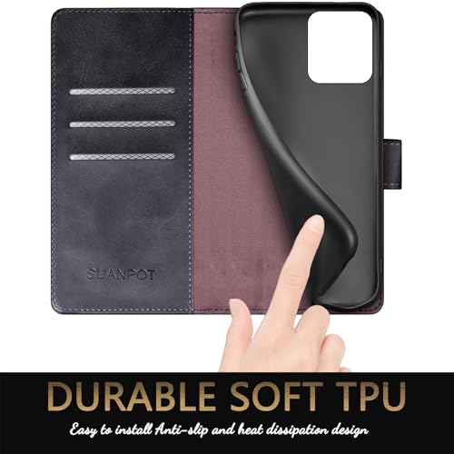 SUANPOT Compatible with Moto G Power 2026/Power 2025/Play 2025 Wallet case with RFID Blocking Credit Card Holder,Flip Book PU Leather Protective Cover Women Men for Power 2026 Phone case Black - color: Black
