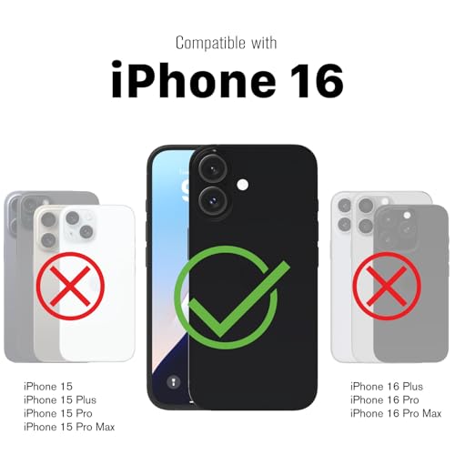 VENA vCommute for iPhone 16 Wallet Case, Black | Military-Grade Drop Protection, Premium Leather Magnetic Flap Cover, Hidden Card Holder, RFID Blocking, Multi-Angle Kickstand - color: Classic - Black, size: iPhone 16