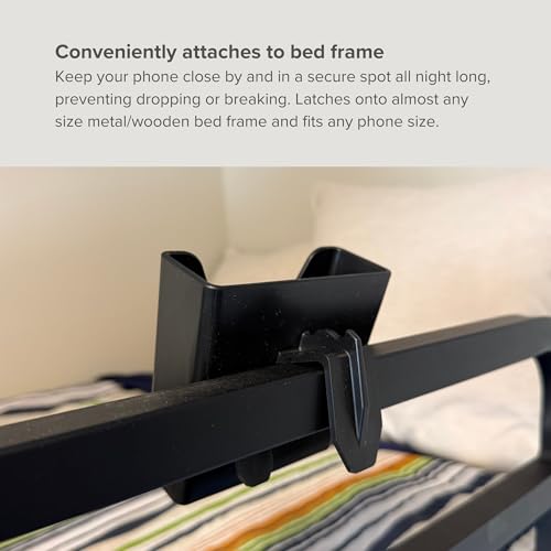 BunkDoc Bedside Phone Holder for Bunk Beds, Lofted Beds, Cribs, Bed Frames, Dorm Room Accessories, Bunk Bed Accessories