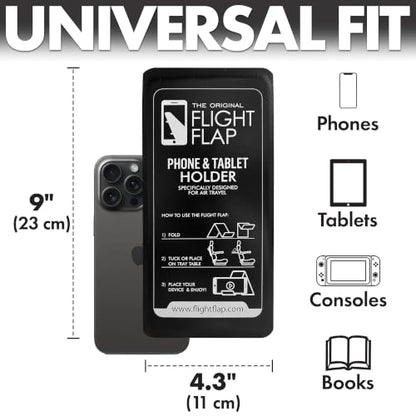 Flight Flap Airplane Phone Holder - Foldable Phone Stand for Plane Travel - color: Black, size: Large