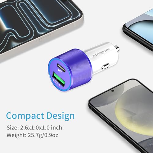 67.5W Purple Car Charger USB C Super Fast for iPhone 18 Pro Max/17/Android - color: Purple, size: 3.3 ft