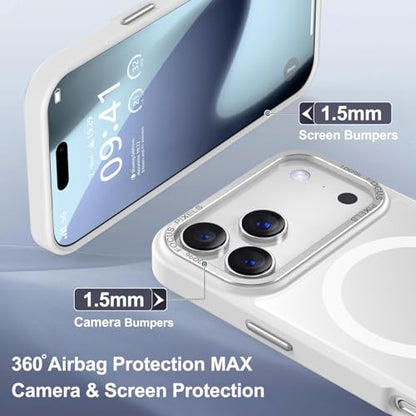 Newfuture Magnetic for iPhone 17 Pro Case Matte Shockproof, Frosted White | Military Drop Protection, Slim Matte Anti-Fingerprint, Compatible with Magsafe, Camera Guard, Translucent Protective Cover - color: Frosted White, size: iPhone 17 Pro 6.3 inch