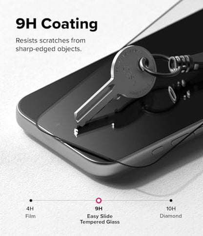Ringke for iPhone 17 Pro Max Screen Protector [Easy Slide, 2 Pack] | Easy Installation with Alignment Tool, Case Friendly Premium 9H Hardness Tempered Glass - size: iPhone 17 Pro Max
