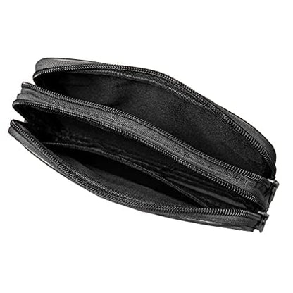 Leather Phone Belt Bag Holster Pouch for Men Loop Flip Coin Purse Case Cell Phone Waist Pack Pouch Case - color: #07black