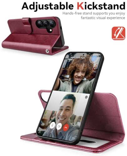 OCASE for Samsung Galaxy S26 Detachable Wallet Case with Card Holder, [2 in 1] PU Leather Flip Folio Case with RFID Blocking Stand Wrist Strap Shockproof Phone Cover 2026, Burgundy - color: Burgundy, size: Samsung Galaxy S26