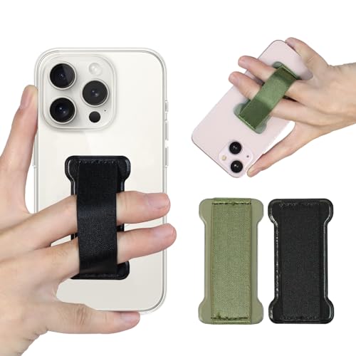 Universal Phone Grip for Smartphones - Phone Holder for Hand for Back of Phone - Wireless Charging Compatible - 2Pack(Black Green) - color: Black Green