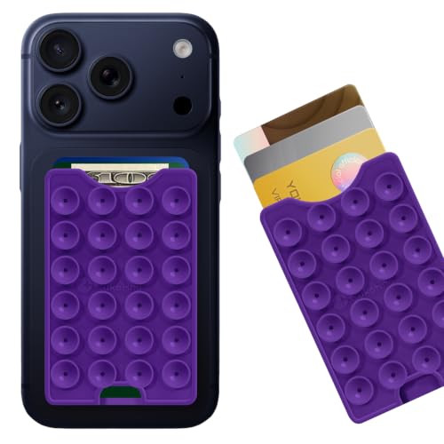 Suction Phone Card Holder Adhesive Mount,Up to 3 Cards,Wisteria - color: Wisteria