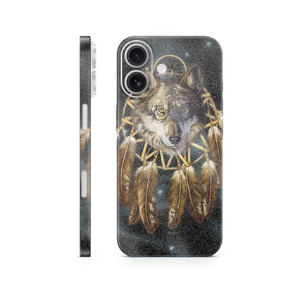 Glossy Glitter Phone Skin Compatible with Apple iPhone 17 - Wolf Dreams - Premium 3M Vinyl Protective Wrap Decal Cover - Easy to Apply | Crafted in The USA by MightySkins - color: Wolf Dreams, size: iPhone 17 (Full Wrap), style: Glossy Glitter Finish