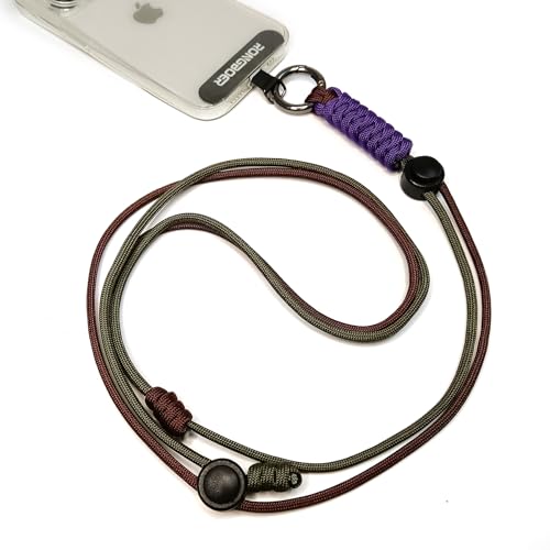 Phone Lanyard Crossbody, Anti Theft Phone Strap Adjustable Neck - color: Coffee Green