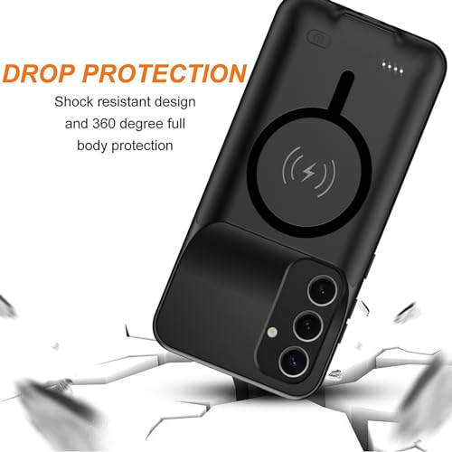 Battery Case for Galaxy S24 Plus,12000mAh Large Capacity Rechargeable Portable Protective Extended Charger Cover Compatible with Galaxy S24 Plus (6.7 inch) Wireless Charging Case with Carplay-Black - size: Galaxy S24 Plus