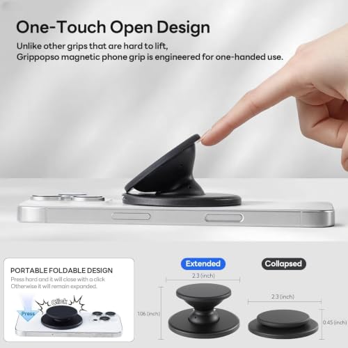Grippopso for MagSafe Phone Grip, Magnetic Phone Grip Holder Phone Stand - color: Translucent Pink
