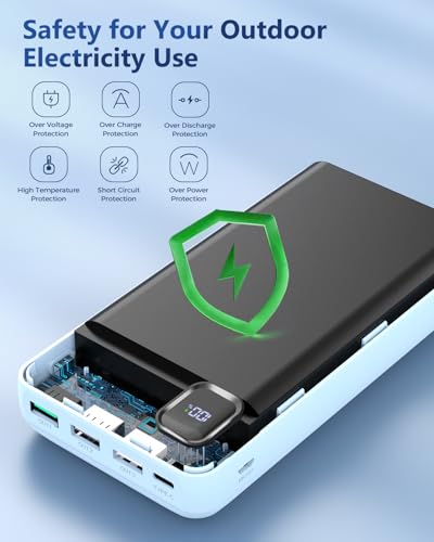 50000mAh Portable Charger Power Bank, PD 30W Fast Charging - color: Blue