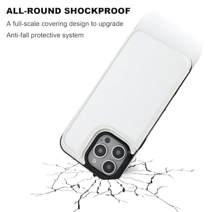 ONETOP for iPhone 16 Pro Max Wallet Case with Credit Card Holder,White | Kickstand,ID/Cash Holder,Case Wallet with Card Slots,Double Magnetic Clasp,Durable PU Leather Shockproof Cover for Women Men - color: White