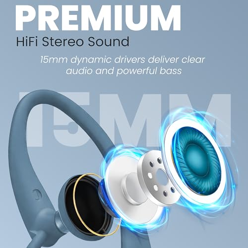 PHILIPS SHS3200BL Flexible Earhook Headphones, Blue - color: Blue, style: 3.5MM NO-MIC