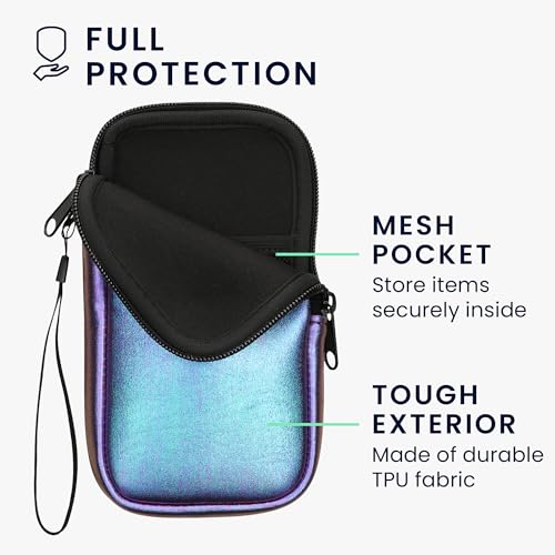 kwmobile Universal Phone Pouch Size XL - 6.7/6.8" - Neoprene Smartphone Pouch with Zip - Water-Repellent Mobile Phone Case - Sleeve in Metallic Lavender - color: Metallic Lavender, size: XL - 6.7/6.8"