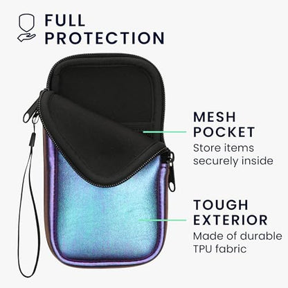 kwmobile Universal Phone Pouch Size XL - 6.7/6.8" - Neoprene Smartphone Pouch with Zip - Water-Repellent Mobile Phone Case - Sleeve in Metallic Lavender - color: Metallic Lavender, size: XL - 6.7/6.8"